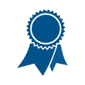 icon of a blue ribbon on a white background